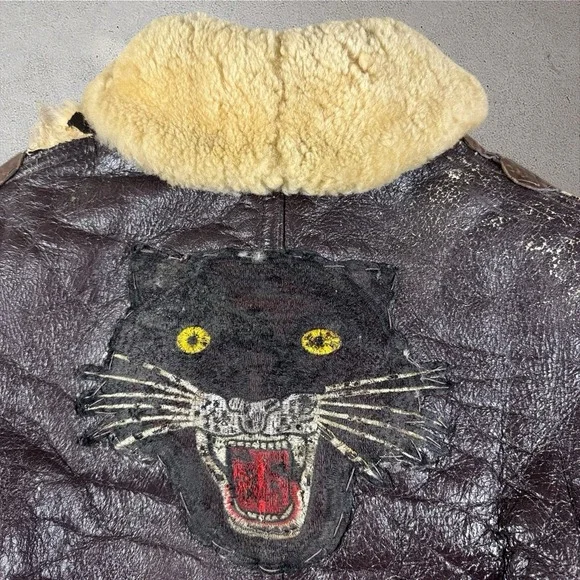 VINTAGE US Navy M445-A Leather Jacket 36 London Biker Patches Ton Up Pirates - Picture 3 of 10